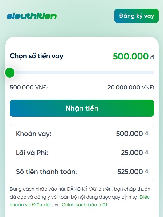 app siêu thị tiền